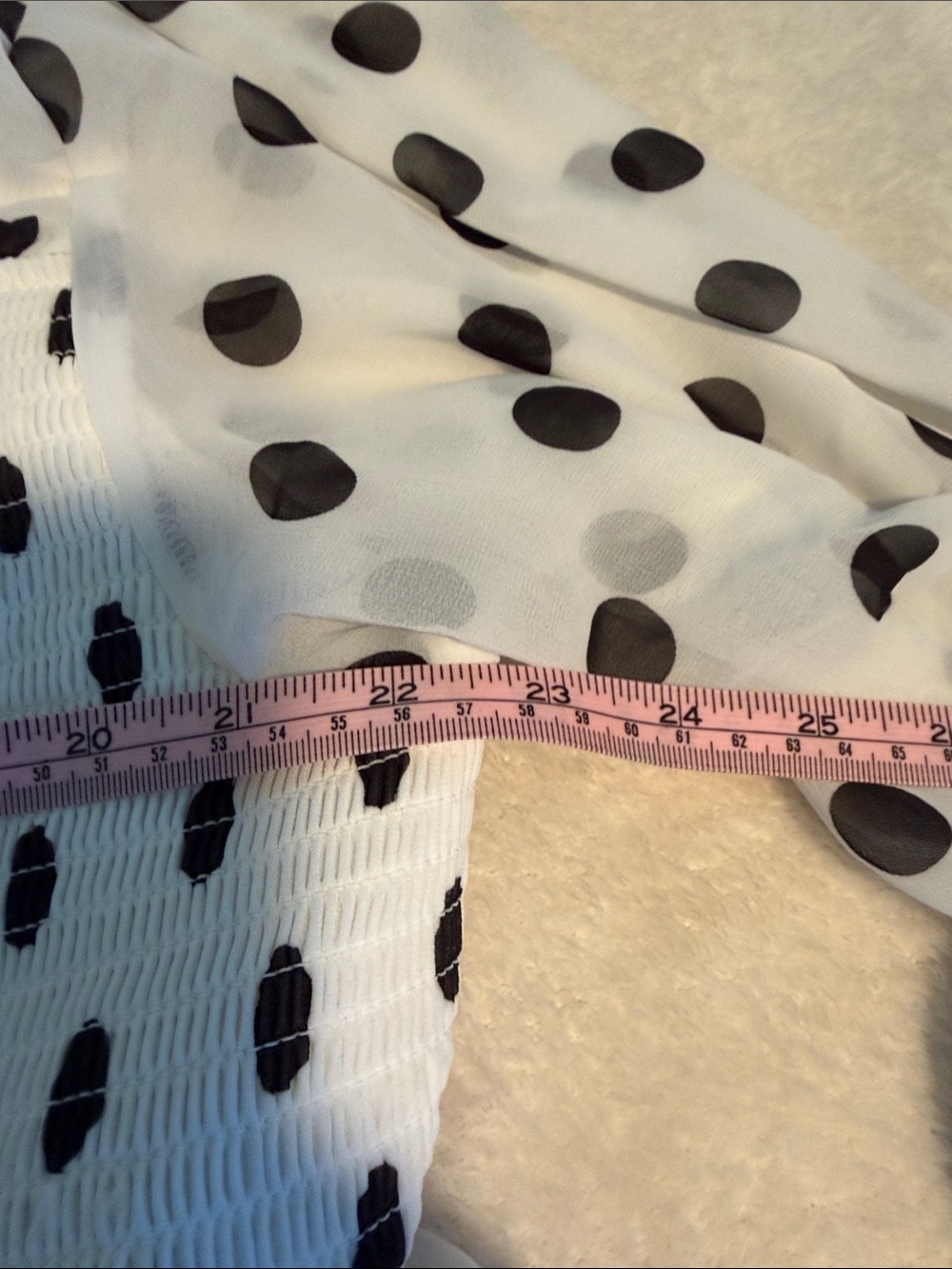 Torrid White & Black Polka Dot Chiffon Smocked Babydoll Top - Plus Size 4 - Picture 5 of 11